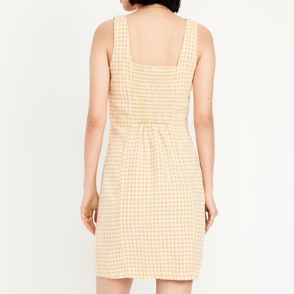 Old Navy Square-Neck Linen-Blend Mini Dress Size Tall L - Picture 2 of 2